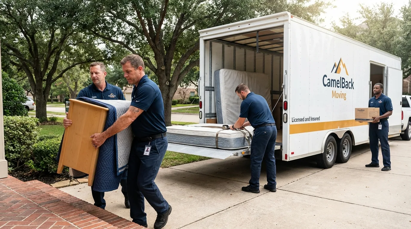 Crew loading residential truck for cross-state move from Whitehall, PA