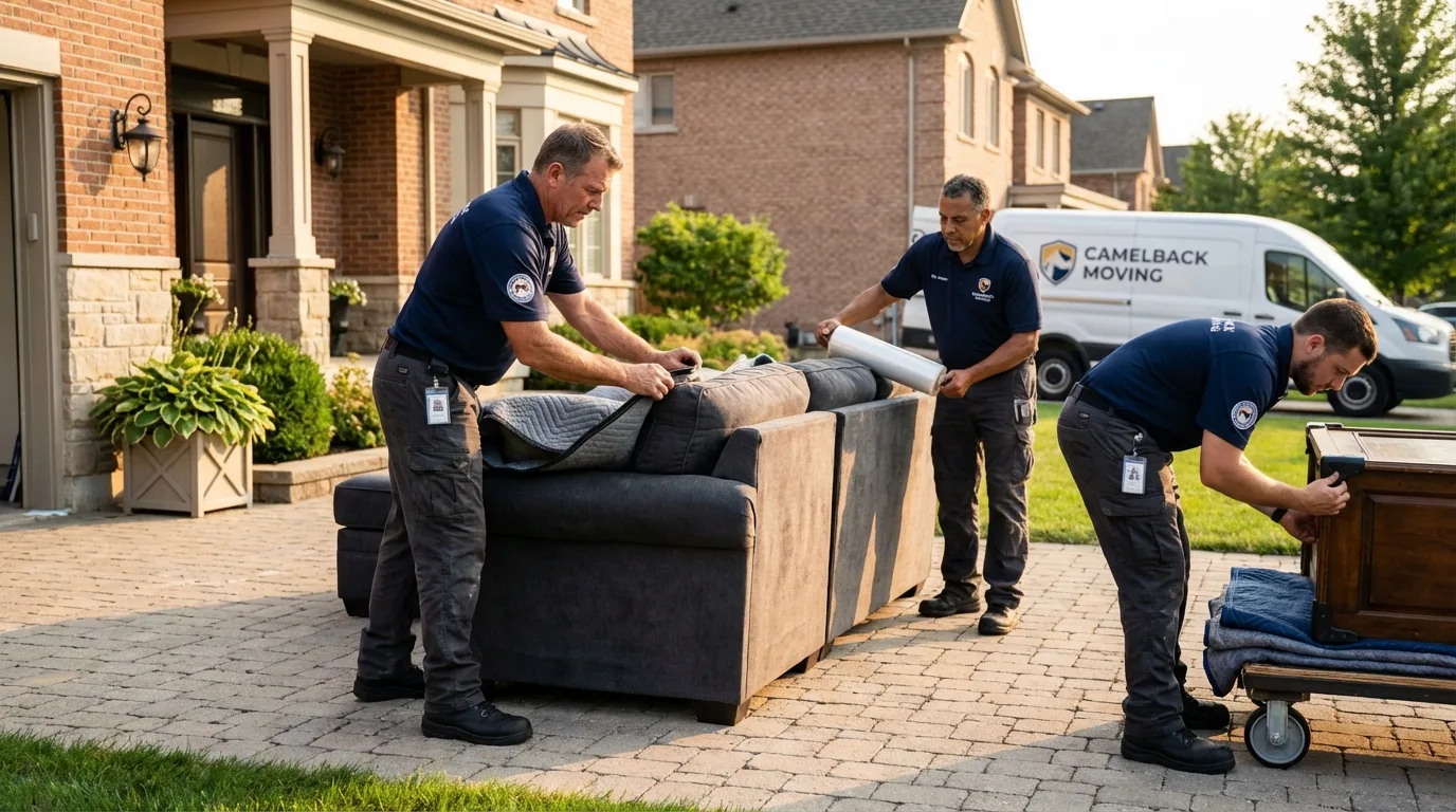 Large estate moving crew wrapping furniture in Whitehall, PA